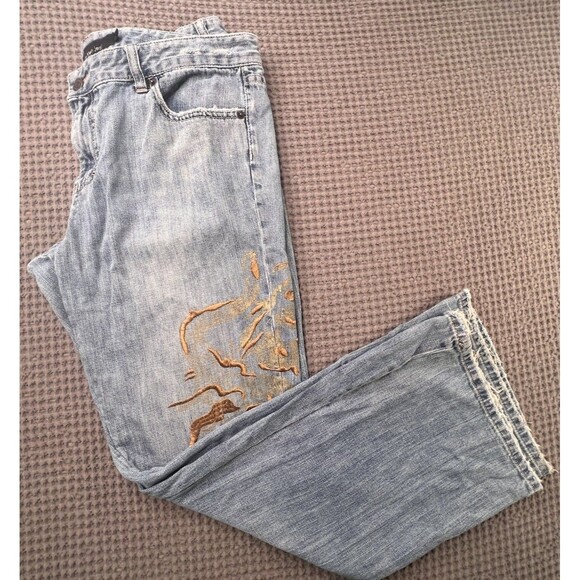 Vintage Calvin Klein Low Rise Flare Women's Denim Jean Size 12 Embroidered Y2k - Picture 1 of 14